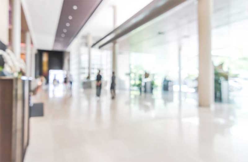 Blurred image of bank lobby